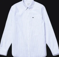 CAMICIA DA UOMO LACOSTE IN COTONE OXFORD A RIGHE REGULAR FIT CH2945 F6Z