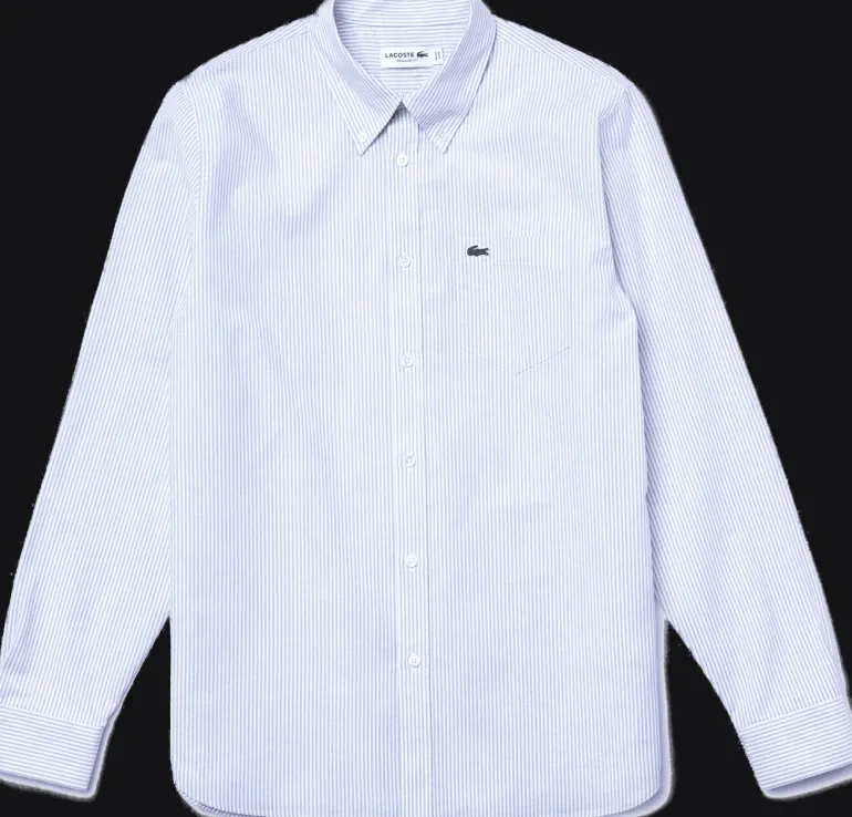 CAMICIA DA UOMO LACOSTE IN COTONE OXFORD A RIGHE REGULAR FIT CH2945 F6Z