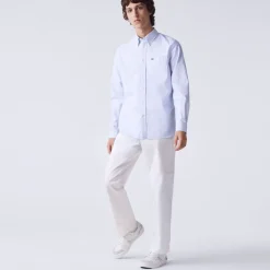 CAMICIA DA UOMO LACOSTE IN COTONE OXFORD A RIGHE REGULAR FIT CH2945 F6Z