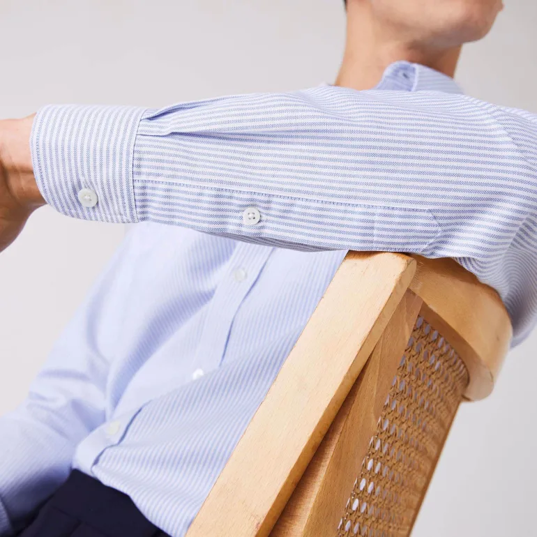 CAMICIA DA UOMO LACOSTE IN COTONE OXFORD A RIGHE REGULAR FIT CH2945 F6Z