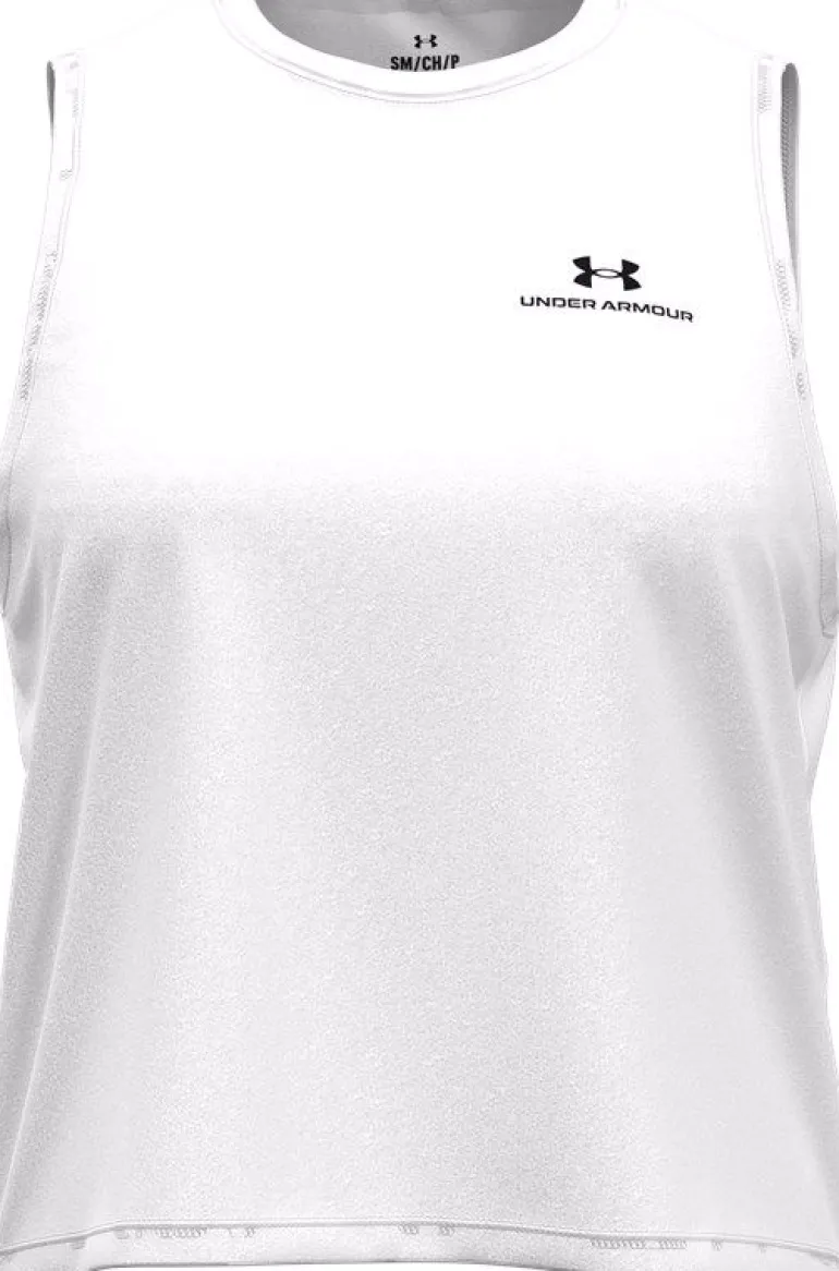 CANOTTA DA DONNA UNDER ARMOUR RUSH ENERGY CROP WHITE 1383654 100