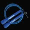 CORDA DA SALTO VELOCE TOORX IN ACCIAIO CON MANOPOLE IN PLASTICA BLU