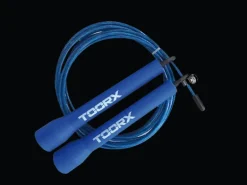 CORDA DA SALTO VELOCE TOORX IN ACCIAIO CON MANOPOLE IN PLASTICA BLU