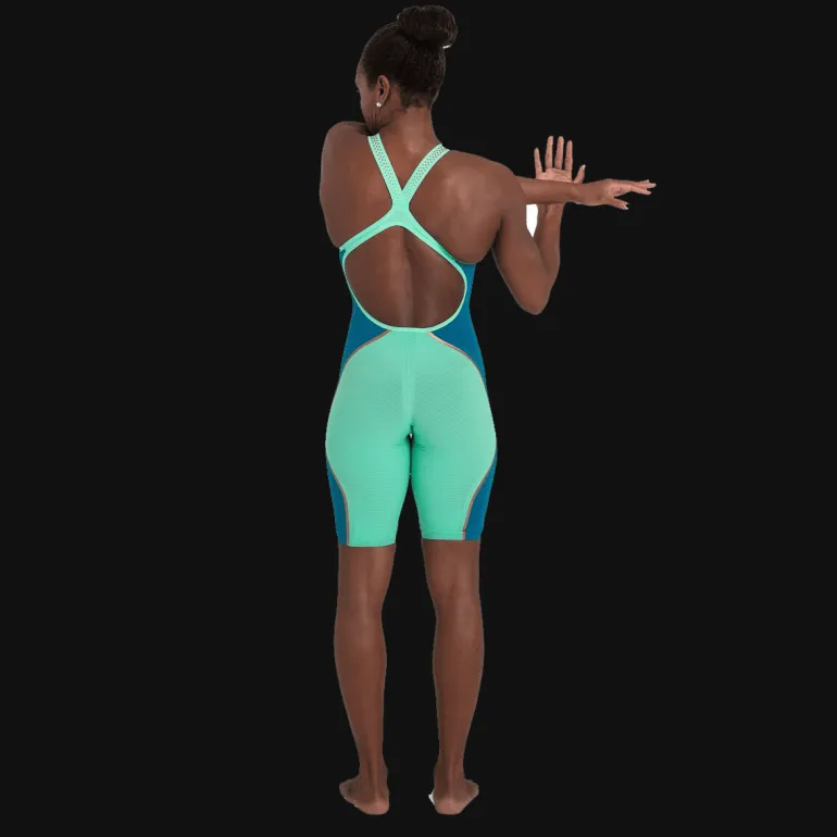 COSTUME DA GARA DA DONNA SPEEDO LZR PURE INTENT OPENBACK KNEESKIN BLU VERDE 68-11974 D881