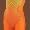 COSTUMONE DA DONNA SPEEDO LZR INTENT OPENBACK KNEESKIN OR/GRN 68-11974 G609