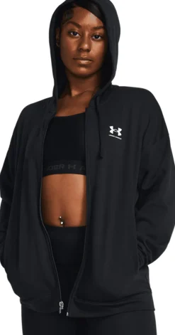 FELPA DA DONNA UNDER ARMOUR RIVAL TERRY OS FZ HOODED BLACK 1386043 001