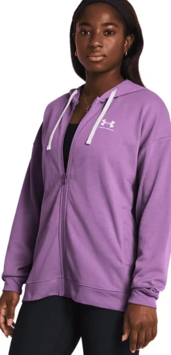 FELPA DA DONNA UNDER ARMOUR RIVAL TERRY OS FZ HOODED PROVENCE PURPLE 1386043 560