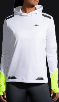 FELPA DA RUNNING DA DONNA BROOKS RUN VISIBLE THERMAL HOODIE WHITE/ASPHALT 221559 134