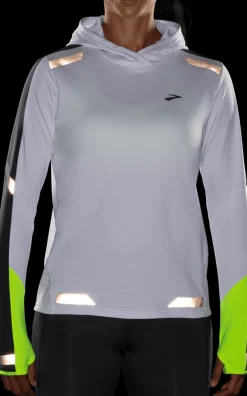 FELPA DA RUNNING DA DONNA BROOKS RUN VISIBLE THERMAL HOODIE WHITE/ASPHALT 221559 134