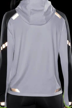 FELPA DA RUNNING DA DONNA BROOKS RUN VISIBLE THERMAL HOODIE WHITE/ASPHALT 221559 134