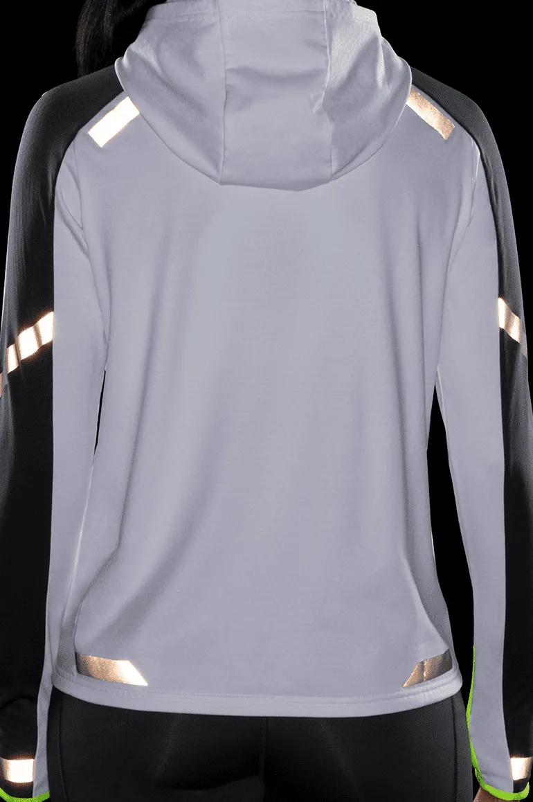 FELPA DA RUNNING DA DONNA BROOKS RUN VISIBLE THERMAL HOODIE WHITE/ASPHALT 221559 134