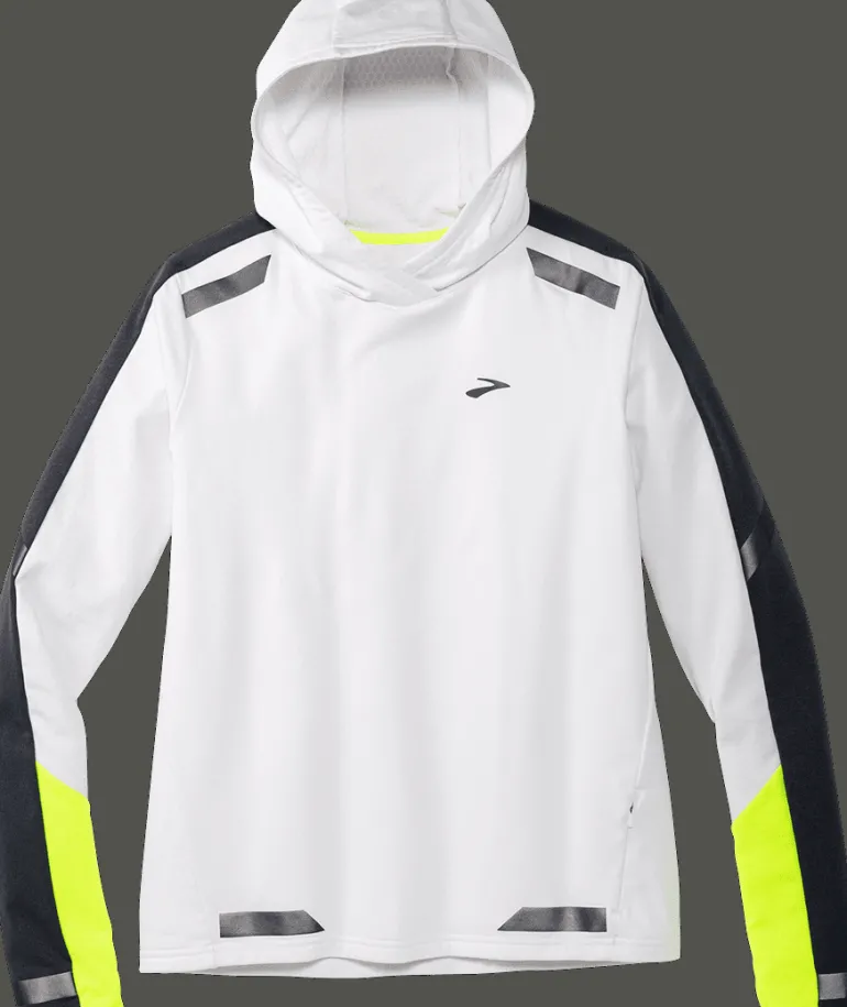 FELPA DA RUNNING DA DONNA BROOKS RUN VISIBLE THERMAL HOODIE WHITE/ASPHALT 221559 134