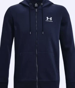 FELPA DA UOMO UNDER ARMOUR ESSENTIAL FZ HOOD MIDNIGHT NAVY 1373881 0410