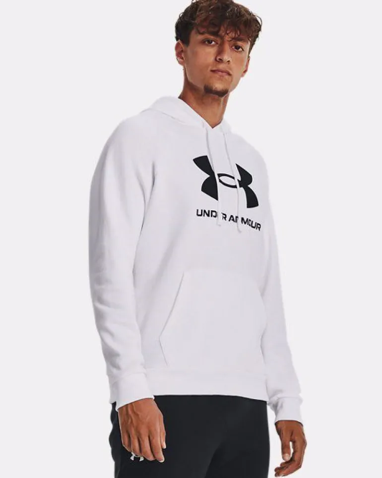 FELPA DA UOMO UNDER ARMOUR RIVAL LOGO HD WHITE 1379758 0100