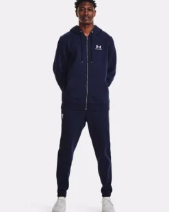 FELPA DA UOMO UNDER ARMOUR ESSENTIAL FZ HOOD MIDNIGHT NAVY 1373881 0410