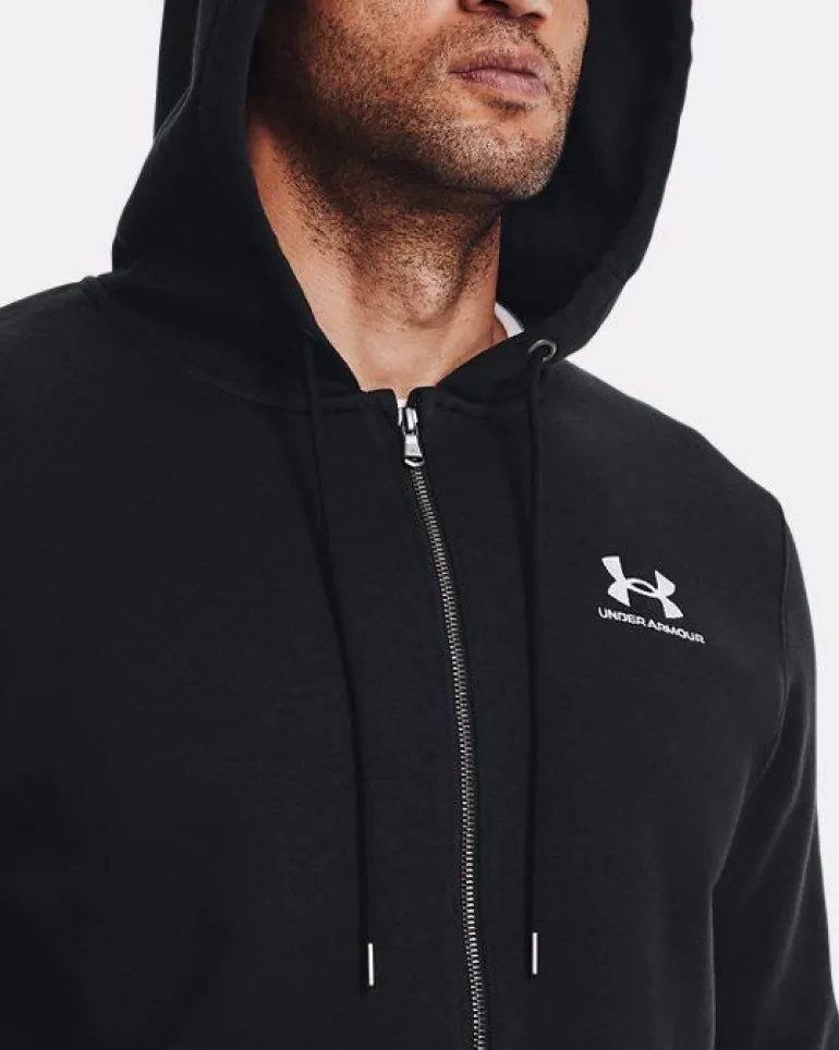 FELPA DA UOMO UNDER ARMOUR ESSENTIAL FZ HOOD BLACK 1373881 0001