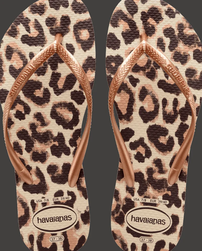 INFRADITO DA MARE DA DONNA HAVAIANAS SLIM ANIMALS BEIGE-ROSE GOLD-DARK BROWN 4103352 9919