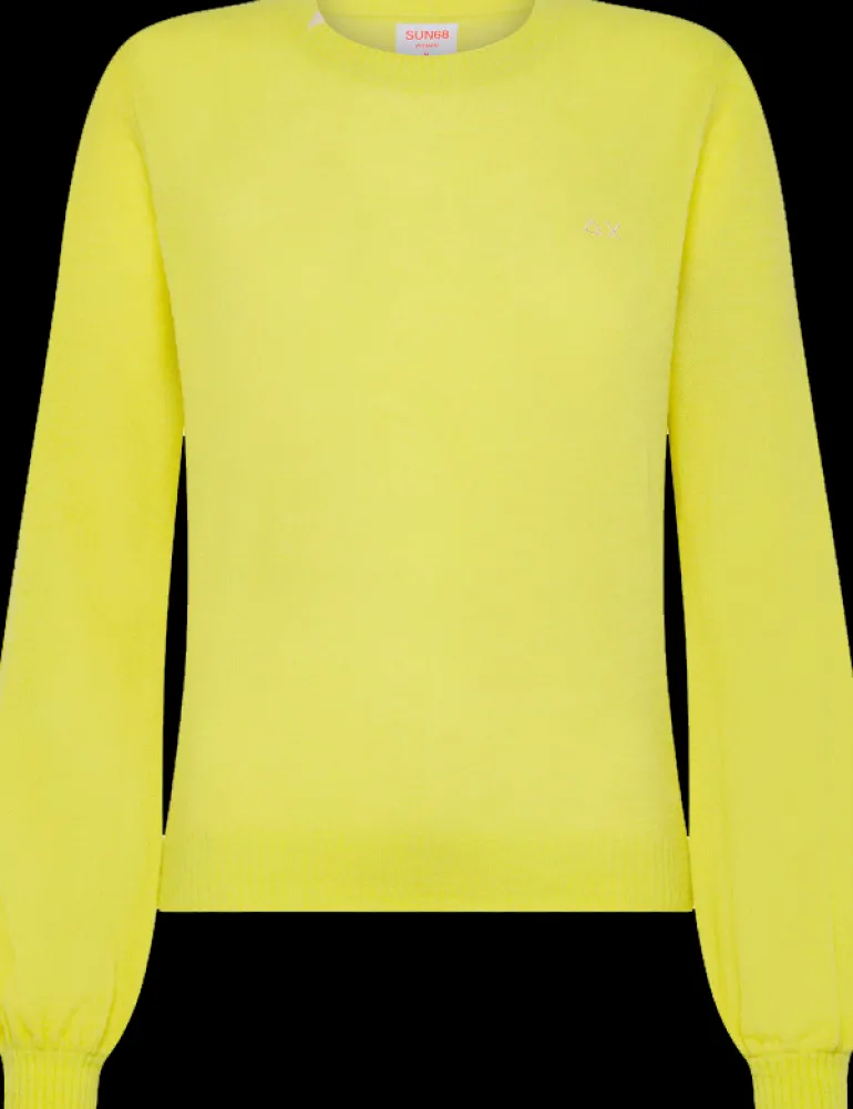 MAGLIONE DA DONNA SUN68 ROUND NECK ALPACA GIALLO LIMONE K44260 32