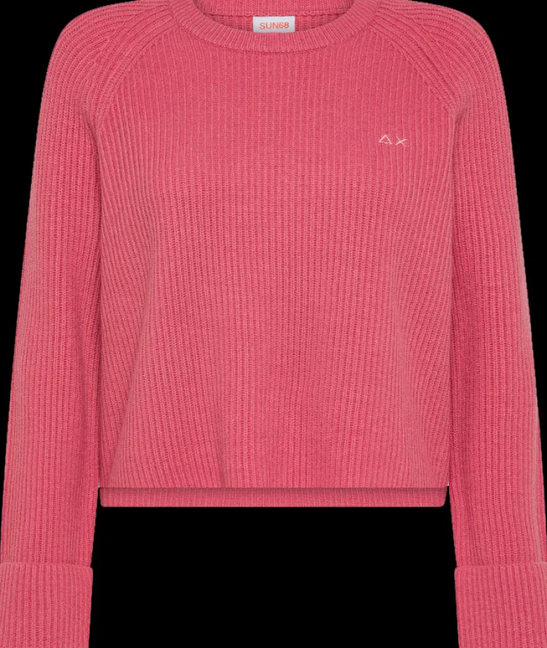 MAGLIONE DA DONNA SUN68 ROUND NECK MACRO RIB DAHLIA K44240 97