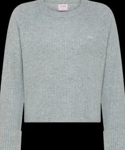 MAGLIONE DA DONNA SUN68 ROUND NECK MACRO RIB GRIGIO MEDIO K44240 34