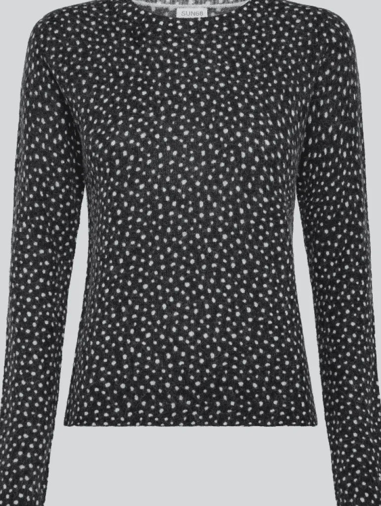 MAGLIONE DA DONNA SUN68 ROUND NECK PRINTED NERO K43228 11