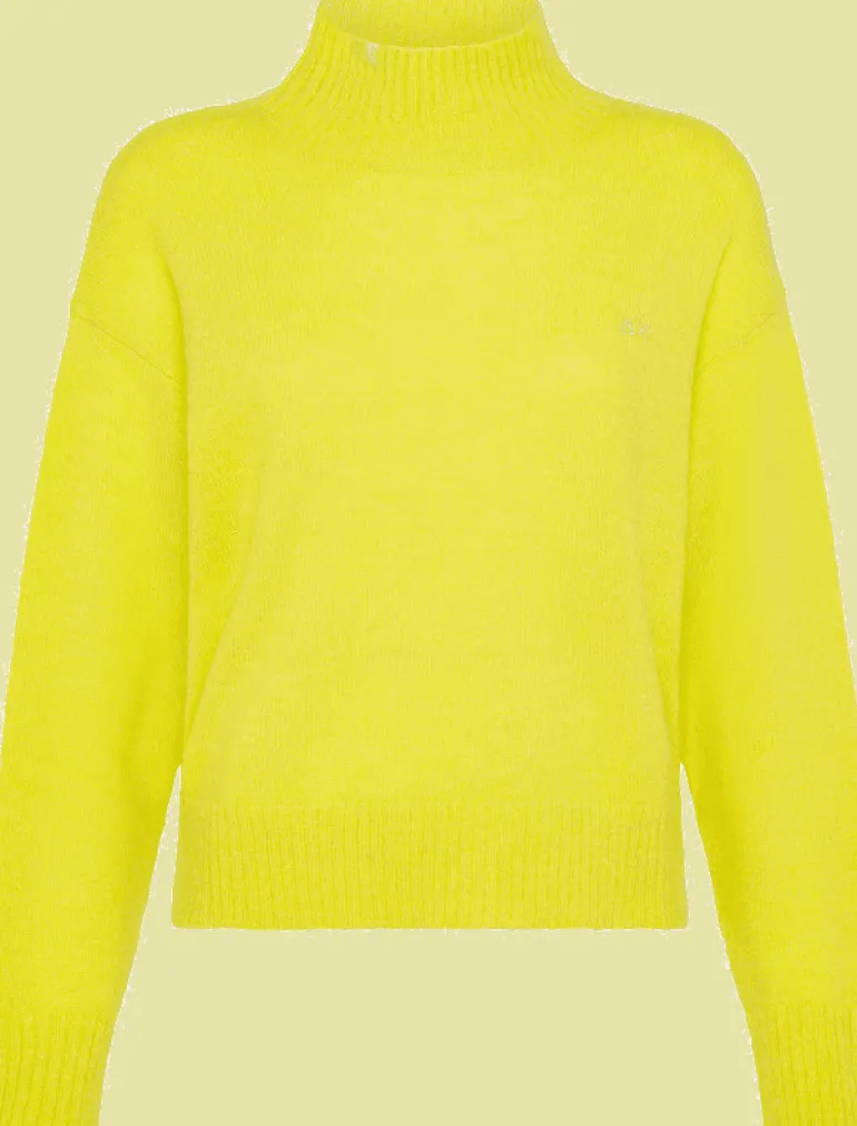 MAGLIONE DA DONNA SUN68 TURLE NECK ALPACA SOLID COLOR LIME K43254 68