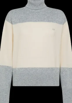 MAGLIONE DA DONNA SUN68 TURTLE NECK BLOCK COLOR GRIGIO MEDIO K44237 34