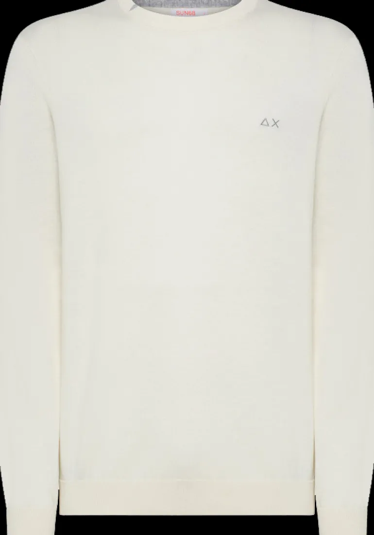 MAGLIONE DA UOMO SUN68 ROUND SOLID BIANCO PANNA K44101 31
