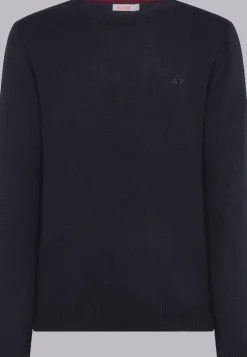 MAGLIONE DA UOMO SUN68 ROUND SOLID COLOR NAVY BLUE K43134 07