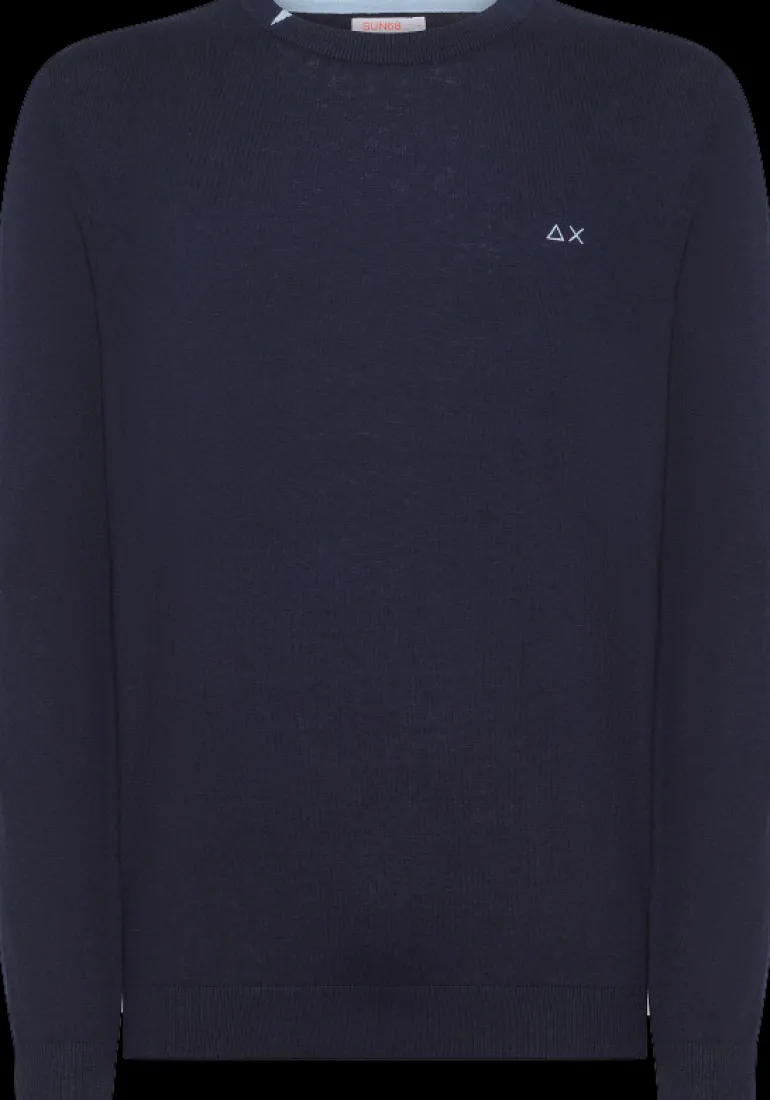 MAGLIONE DA UOMO SUN68 ROUND SOLID NAVY BLUE K44101 07