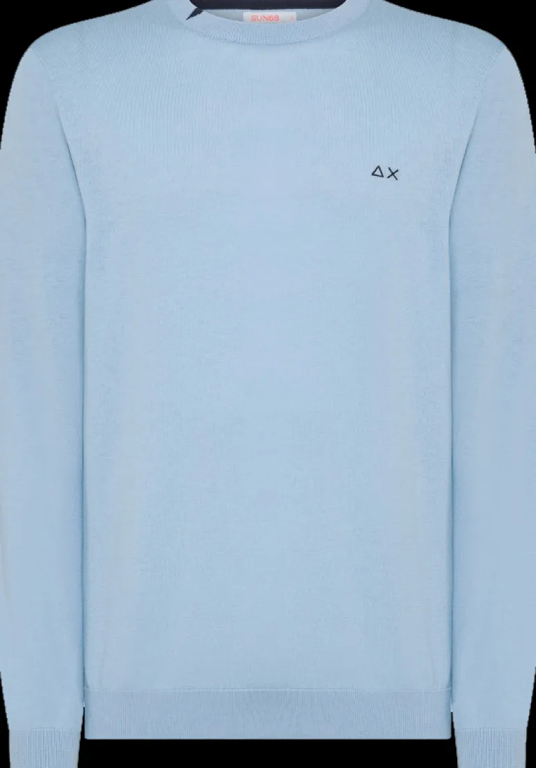 MAGLIONE DA UOMO SUN68 ROUND SOLID SKY BLUE K44101 81