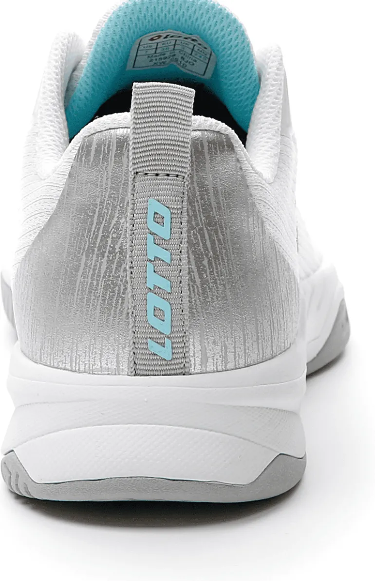 SCARPA DA TENNIS DA DONNA LOTTO MIRAGE 600 ALR ALL WHITE SILVER METAL 215920 8JO