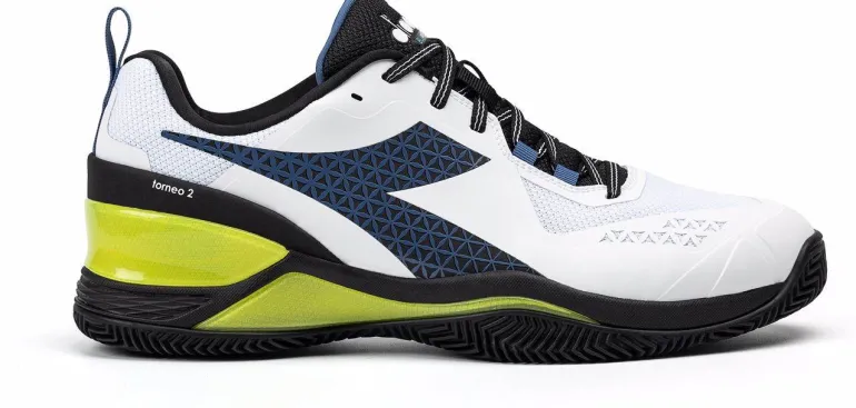 SCARPA DA TENNIS DA UOMO DIADORA TORNEO 2 CLAY WHITE/DEJA VU BLUE/BLACK - 101.179504 D0620