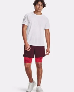 SHORT DA RUNNING UNDER ARMOUR LAUNCH 5 2IN1 DARK MAROON 1380886 0600