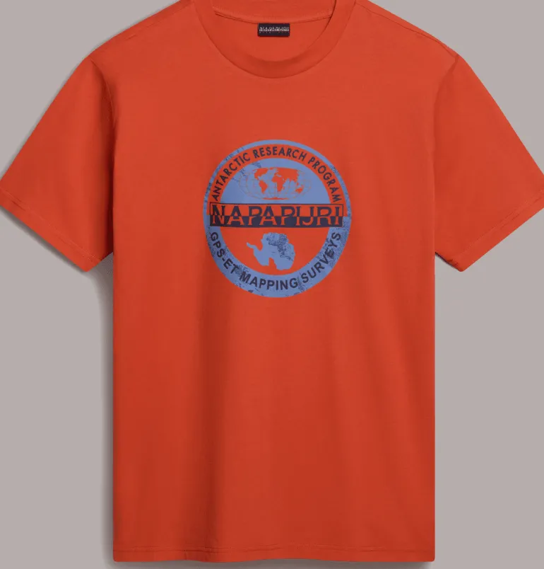 T-SHIRT A MANICA CORTA DA UOMO NAPAPIJRI S-BOLLO 1 ORANGE BURNT NP0A4H9K A62