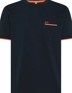 T-SHIRT A MANICA CORTA DA UOMO SUN68 PIQUET SMALL STRIPE FLUO T35124 07