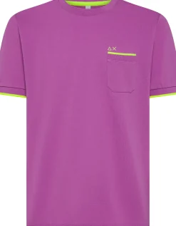 T-SHIRT A MANICA CORTA DA UOMO SUN68 PIQUET SMALL STRIPE FLUO T35124 72