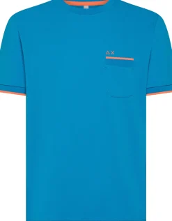 T-SHIRT A MANICA CORTA DA UOMO SUN68 PIQUET SMALL STRIPE FLUO T35124 73
