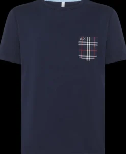T-SHIRT A MANICA CORTA DA UOMO SUN68 POCKET FABRIC NAVY BLUE T44106 07