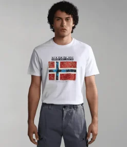 T-SHIRT A MANICA CORTA DA UOMO NAPAPIJRI S-GUIRO BRIGHTWHITE 002 NP0A4H22 002