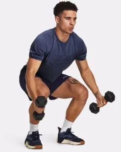 T-SHIRT A MANICA CORTA DA UOMO UNDER ARMOUR PROJECT ROCK TERRY GYM TOP HUSHED BLUE 1380177 0480