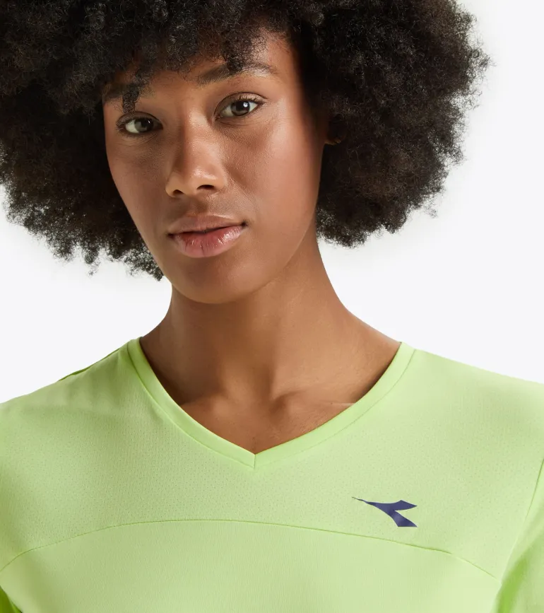 T-SHIRT A MANICA CORTA DA TENNIS DA DONNA DIADORA TENNIS SHADOW LIME 102.180774 70329