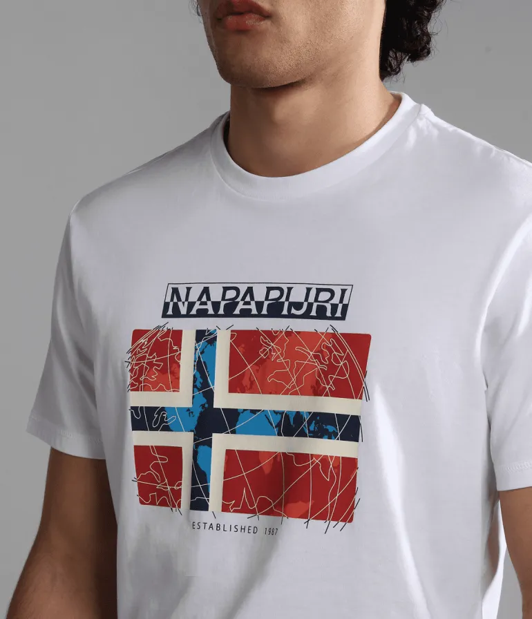 T-SHIRT A MANICA CORTA DA UOMO NAPAPIJRI S-GUIRO BRIGHTWHITE 002 NP0A4H22 002