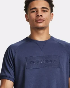 T-SHIRT A MANICA CORTA DA UOMO UNDER ARMOUR PROJECT ROCK TERRY GYM TOP HUSHED BLUE 1380177 0480