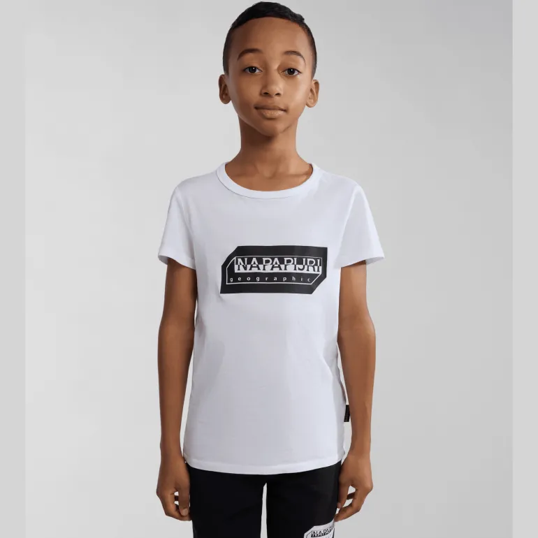 T-SHIRT A MANICA CORTA JUNIOR NAPAPIJRI K S-KITIK BRIGHT WHITE NP0A4HTF 002