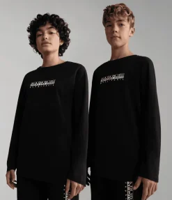 T-SHIRT A MANICA LUNGA JUNIOR NAPAPIJRI K S-BOX LS 1 BLACK  NP0A4GNI 041